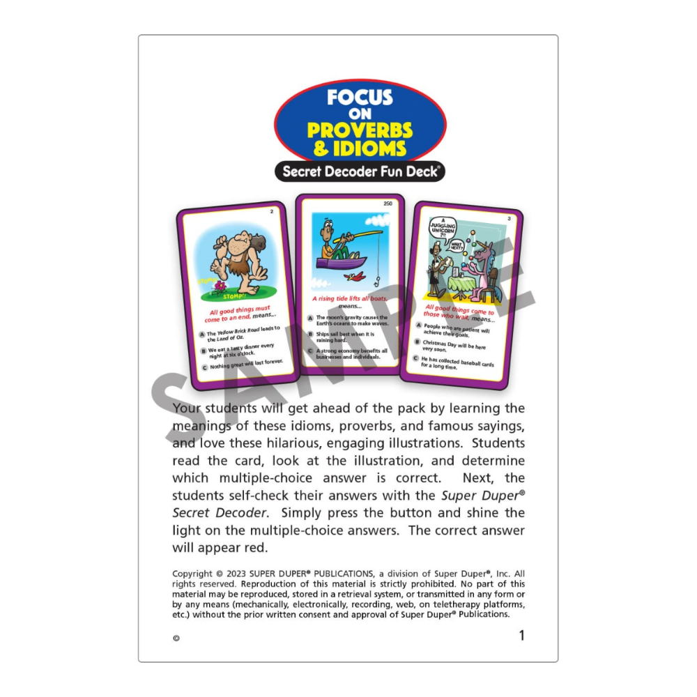 Focus on 320 Idioms & Proverbs Secret Decoder Fun Deck®