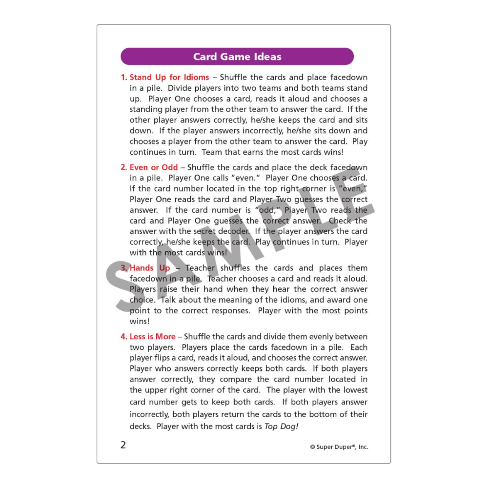 Focus on 320 Idioms & Proverbs Secret Decoder Fun Deck®