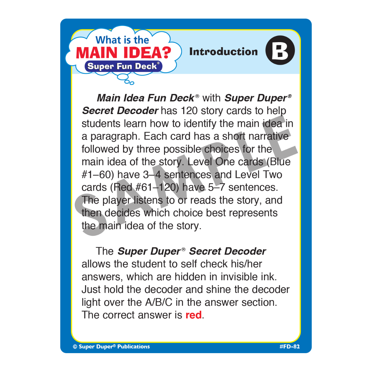 What Is the Main Idea? Super Fun Deck® with Secret Decoder