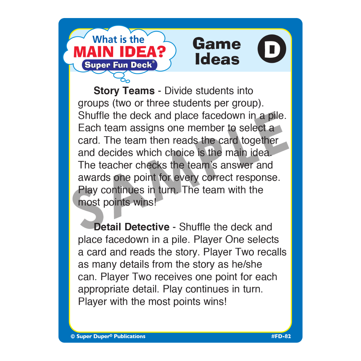 What Is the Main Idea? Super Fun Deck® with Secret Decoder