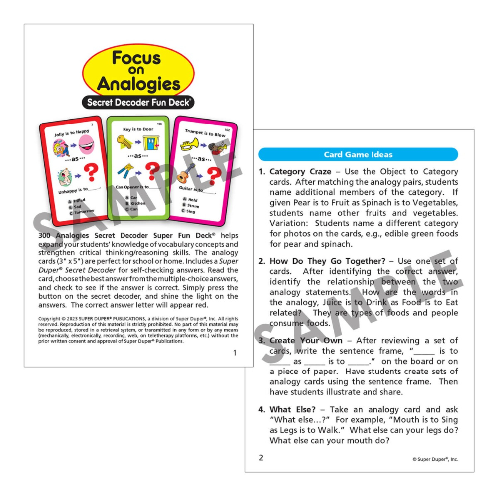 Focus on 300 Analogies Secret Decoder Fun Deck®