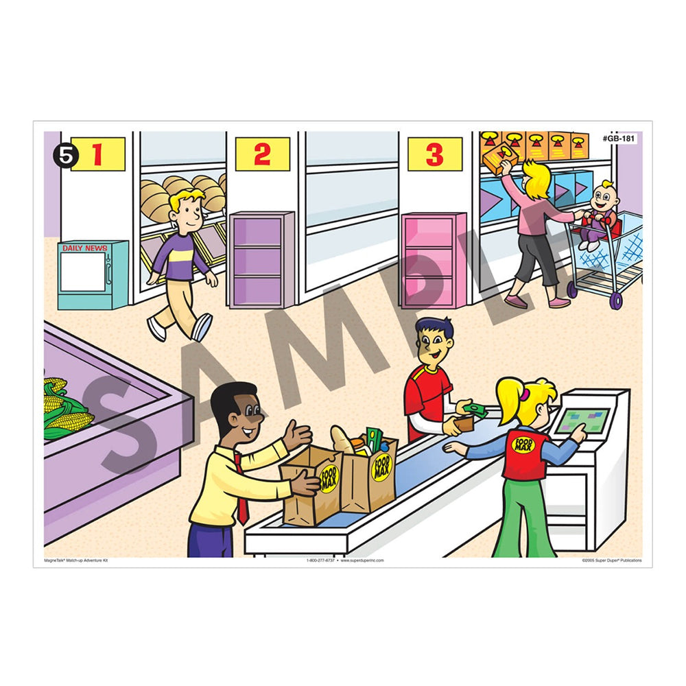 Super Duper MagneTalk Match-Up Adventure Kit barrier game grocery store game board