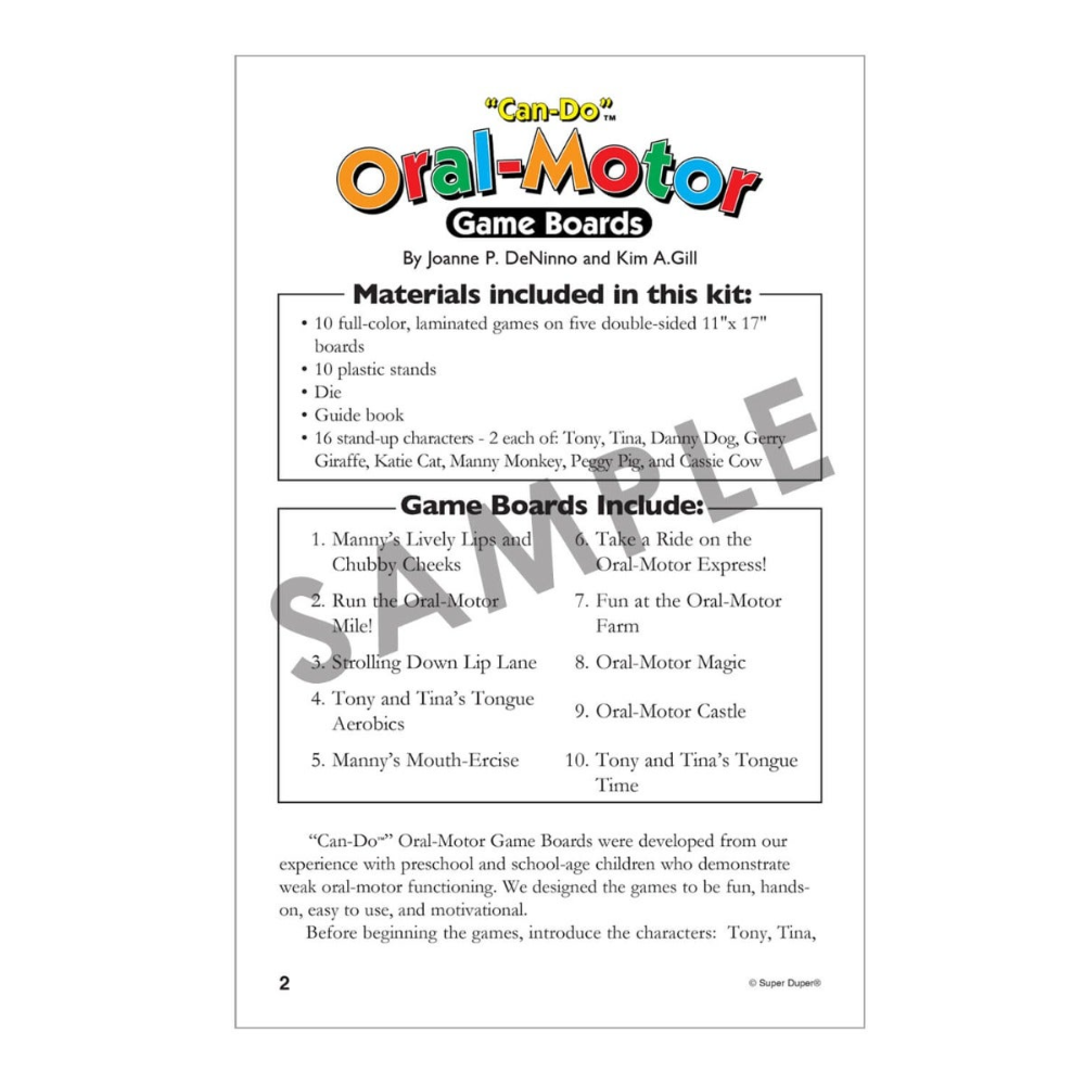 "Can Do"® Oral-Motor Game Boards