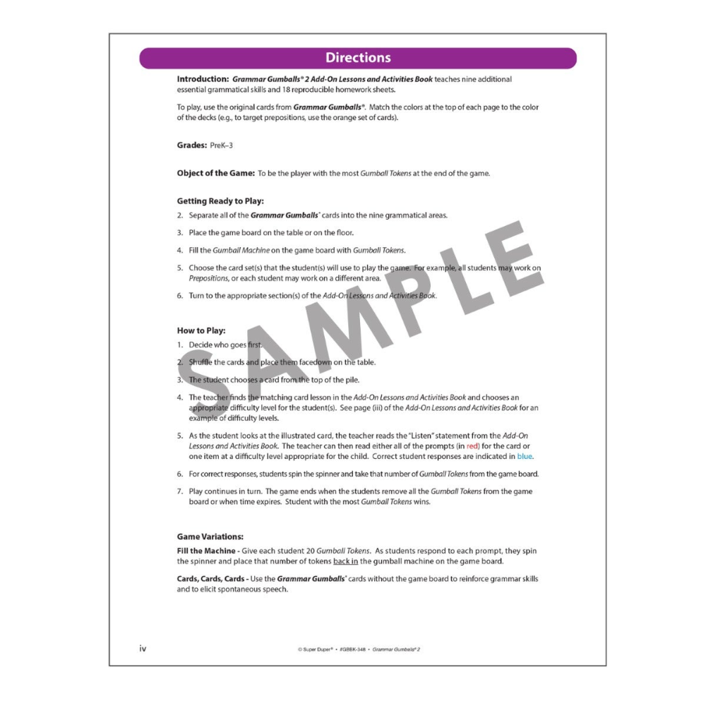 Grammar Gumballs® 2: Add-On Lessons and Activities Book