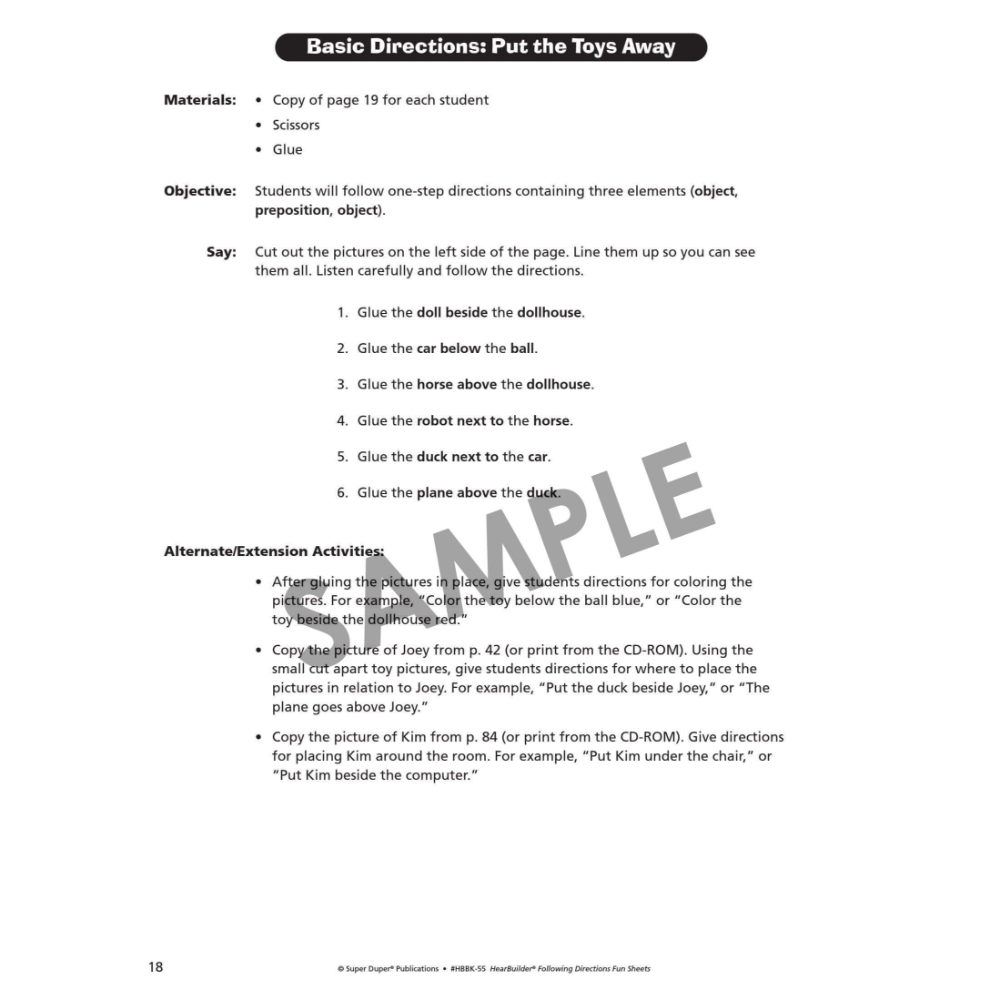 Webber HearBuilder® Following Directions Fun Sheets