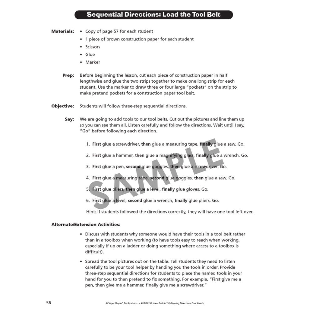 Webber HearBuilder® Following Directions Fun Sheets