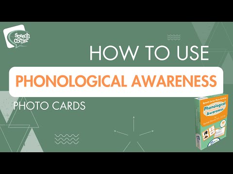 A Speech Language Pathologist (SLP) demonstrating how to use the Speech Corner Phonological Awareness Photo Cards