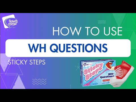 A Speech Language Pathologist (SLP) demonstrating how to use the Sticky Steps WH-Questions game