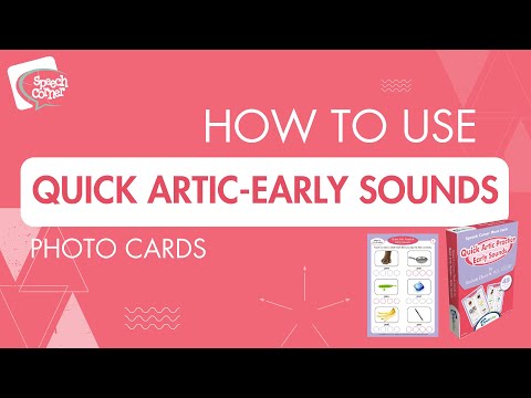 A Speech Language Pathologist (SLP) demonstrating how to use the Speech Corner Quick Artic Practice Early Sounds Photo Cards