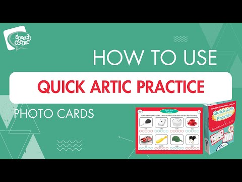 A Speech Language Pathologist (SLP) demonstrating how to use the Speech Corner Quick Artic Practice Photo Cards