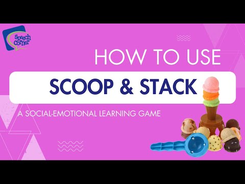 A Speech Language Pathologist (SLP) demonstrating how to use the Scoop & Stack Social-Emotional Learning Game