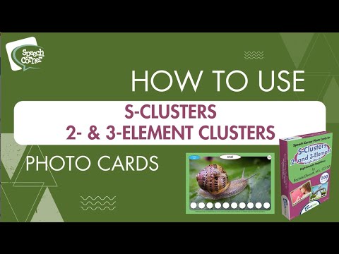 A Speech Language Pathologist (SLP) demonstrating how to. use the Speech Corner S-Clusters 2- & 3-Element Clusters High-Intensity Repetitions Photo Cards