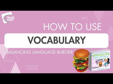 A Speech Language Pathologist (SLP) demonstrating how to use the Balancing Burger Vocabulary Companion Cards.