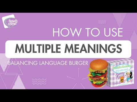 A Speech Language Pathologist (SLP) demonstrating how to use the Balancing Burger Multiple Meanings Companion Cards