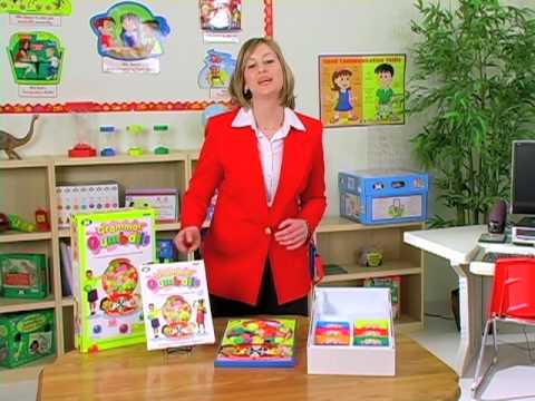 A video of a Speech-Language Pathologist (SLP) demonstrating how to use the Grammar Gumballs® Board Game