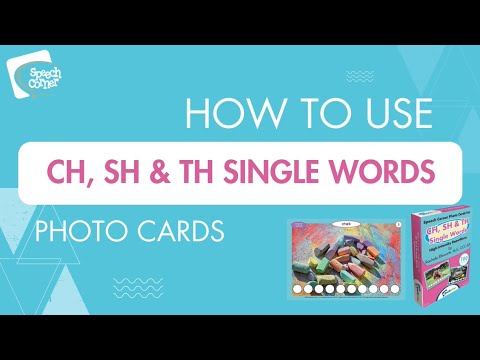 A Speech Language Pathologist (SLP) demonstrating how to use the Speech Corner CH, SH & TH Single Words Photo Cards