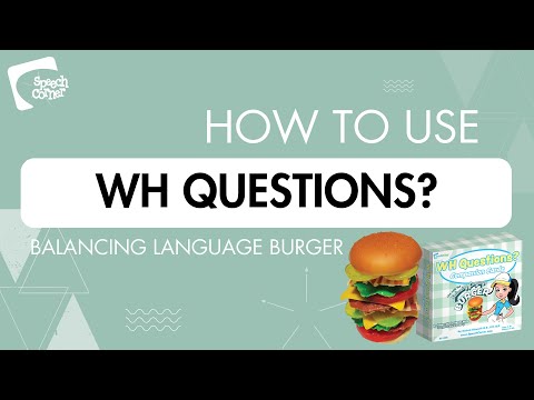 A Speech Language Pathologist (SLP) demonstrating how to use the WH Questions Balancing Language Burger Companion Cards