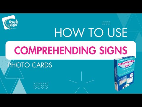 A Speech Language Pathologist (SLP) demonstrating how to use the Speech Corner Photo Cards for Comprehending Signs for Community & Safety