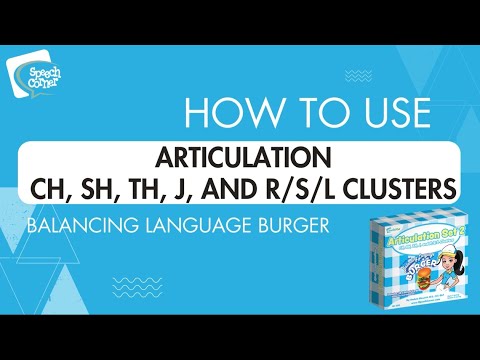 A Speech Language Pathologist (SLP) demonstrating how to use the Balancing Language Burger Articulation Set 2 (CH, SH, TH, J, and R/S/L Clusters)