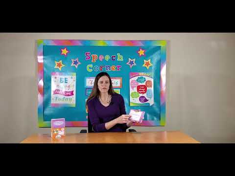 A Speech Language Pathologist (SLP) demonstrating how to use the Speech Corner Context Clues for Tier II Words (Elementary) Photo Cards