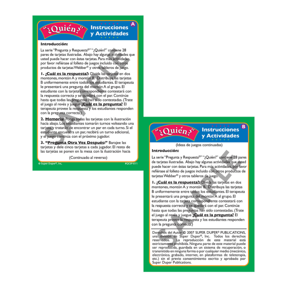 Spanish Ask and Answer Question Cards (Tarjetas de Pregunta)