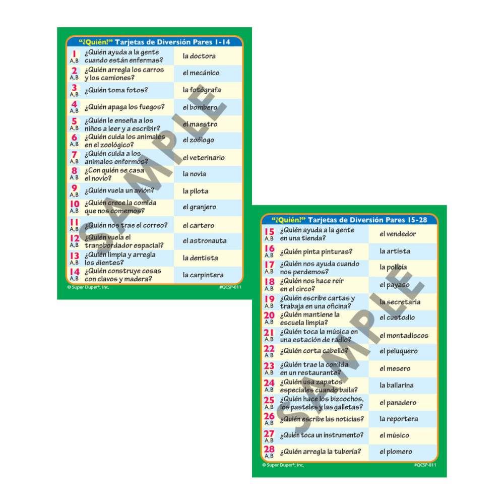 Spanish Ask and Answer Question Cards (Tarjetas de Pregunta)