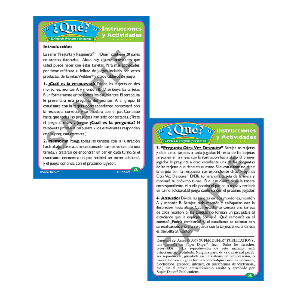 Spanish Ask and Answer Question Cards (Tarjetas de Pregunta)