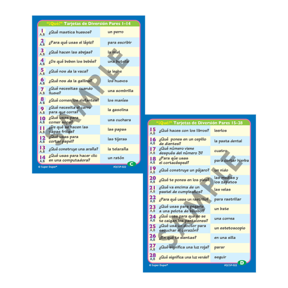 Spanish Ask and Answer Question Cards (Tarjetas de Pregunta)