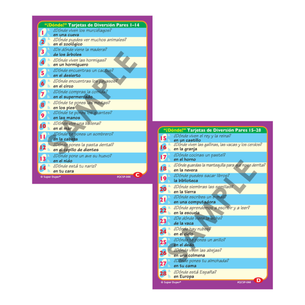 Spanish Ask and Answer Question Cards (Tarjetas de Pregunta)