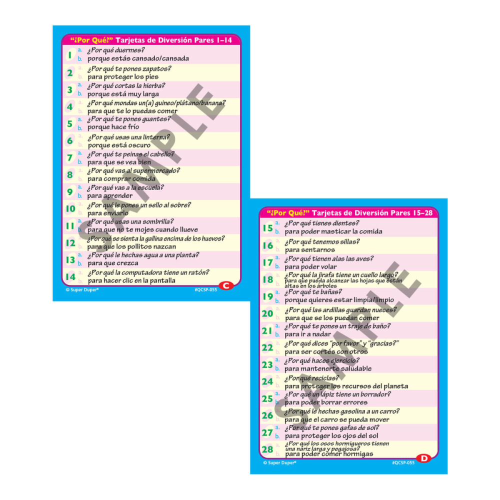 Spanish Ask and Answer Question Cards (Tarjetas de Pregunta)