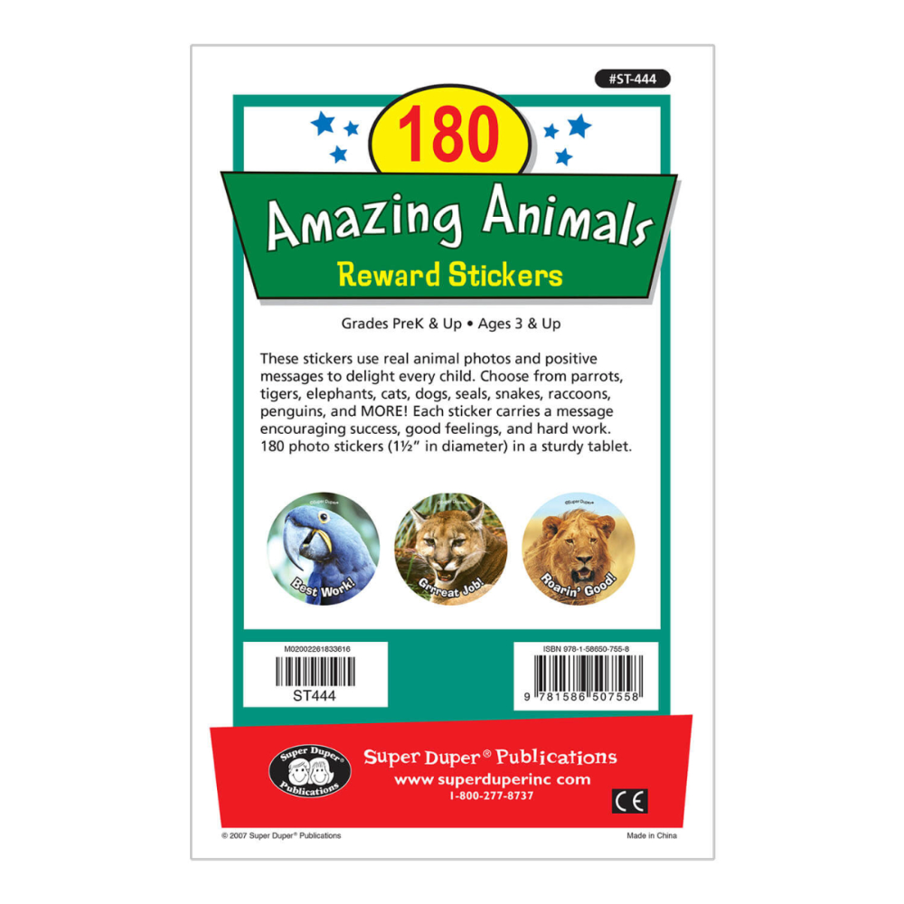 180 Amazing Animals Reward Stickers