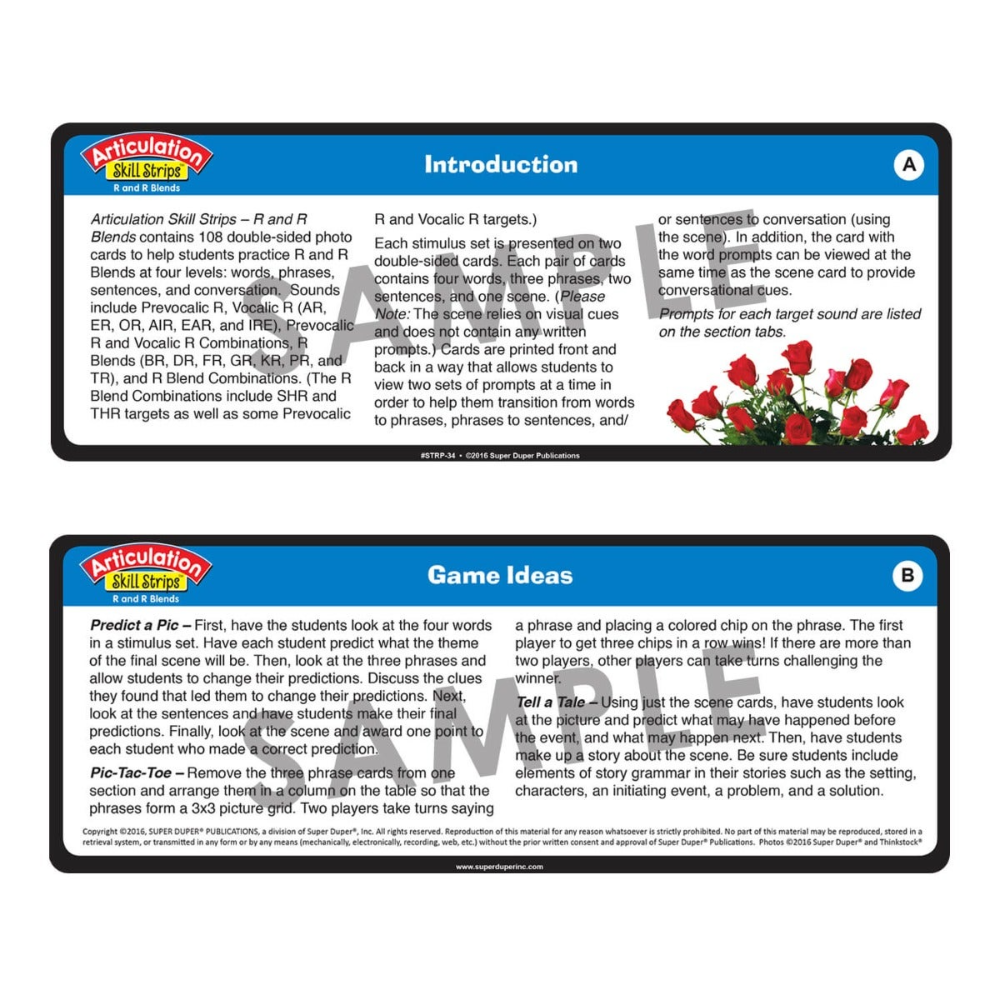 Articulation Skill Strips® R and R Blends
