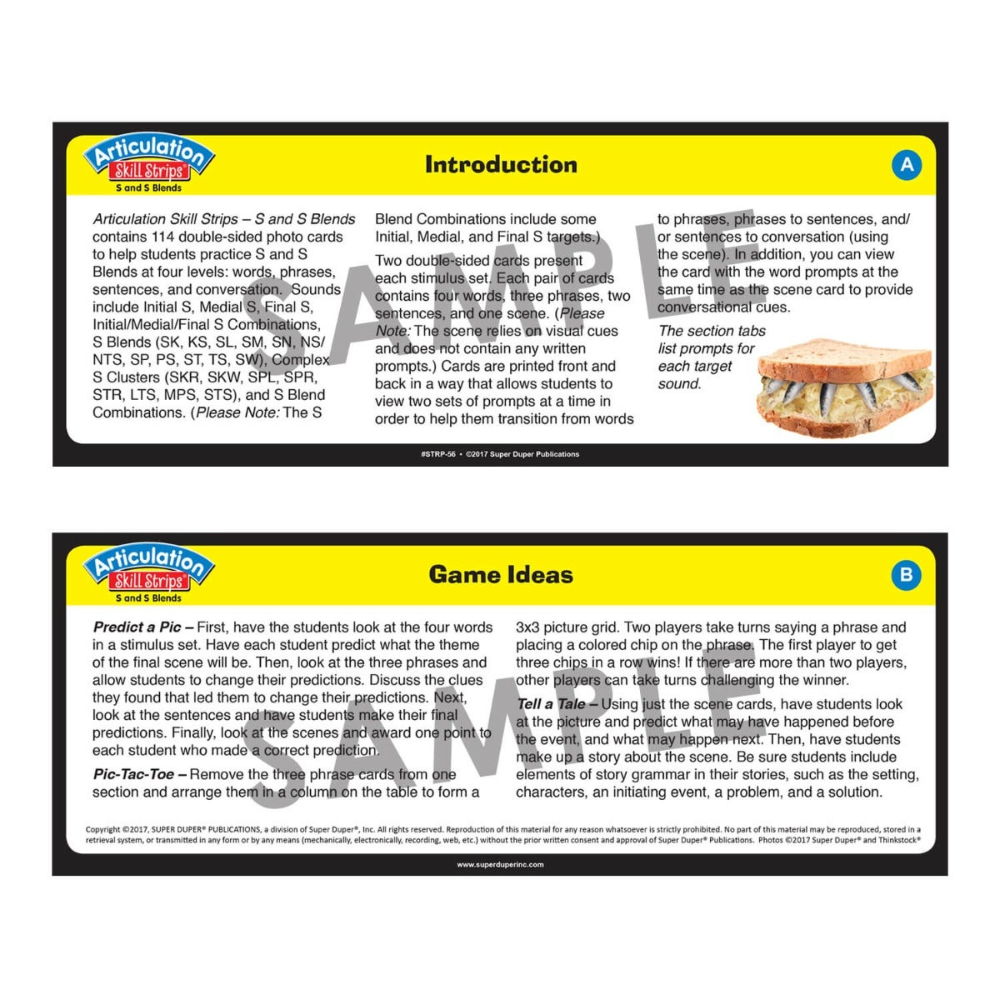 Articulation Skill Strips® S and S Blends