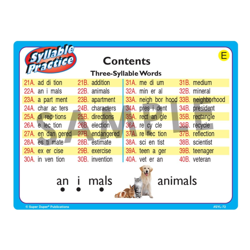 Syllable Practice Fun Deck