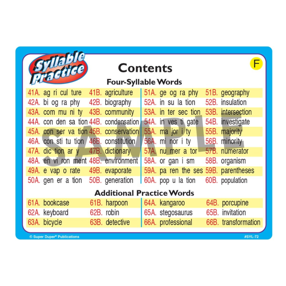 Syllable Practice Fun Deck