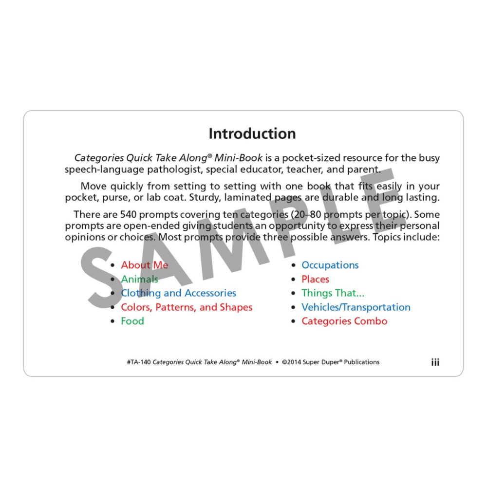 Categories Quick Take Along® Mini-Book