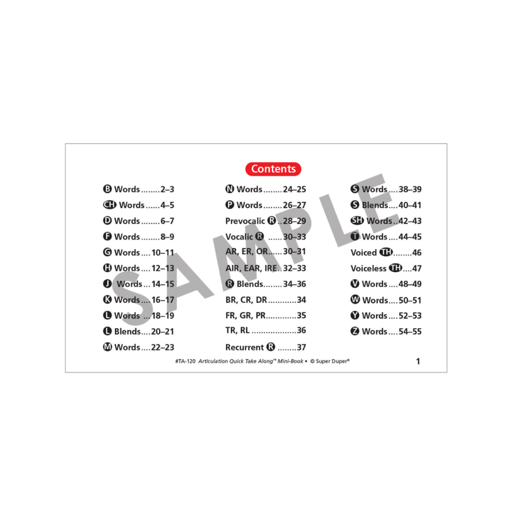Articulation Quick Take Along® Mini-Book