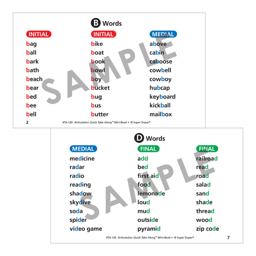 Articulation Quick Take Along® Mini-Book