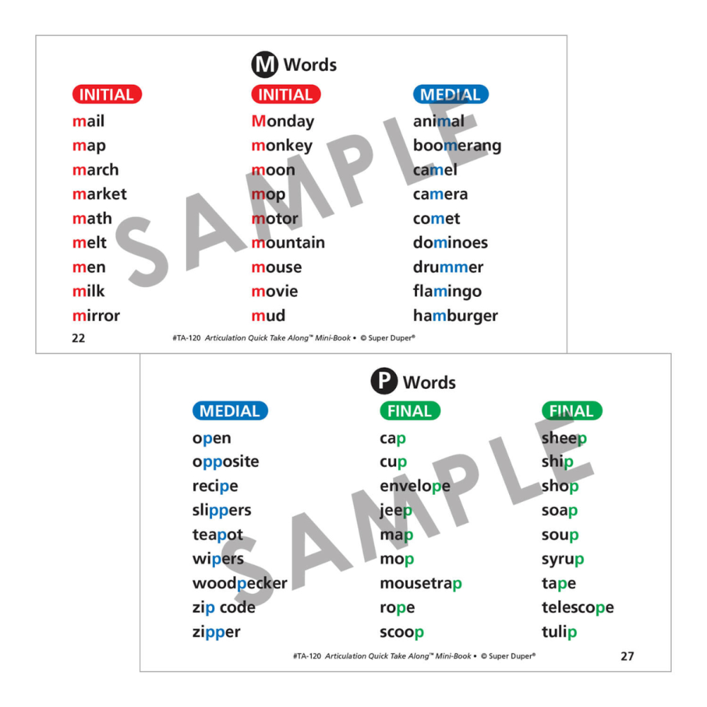 Articulation Quick Take Along® Mini-Book