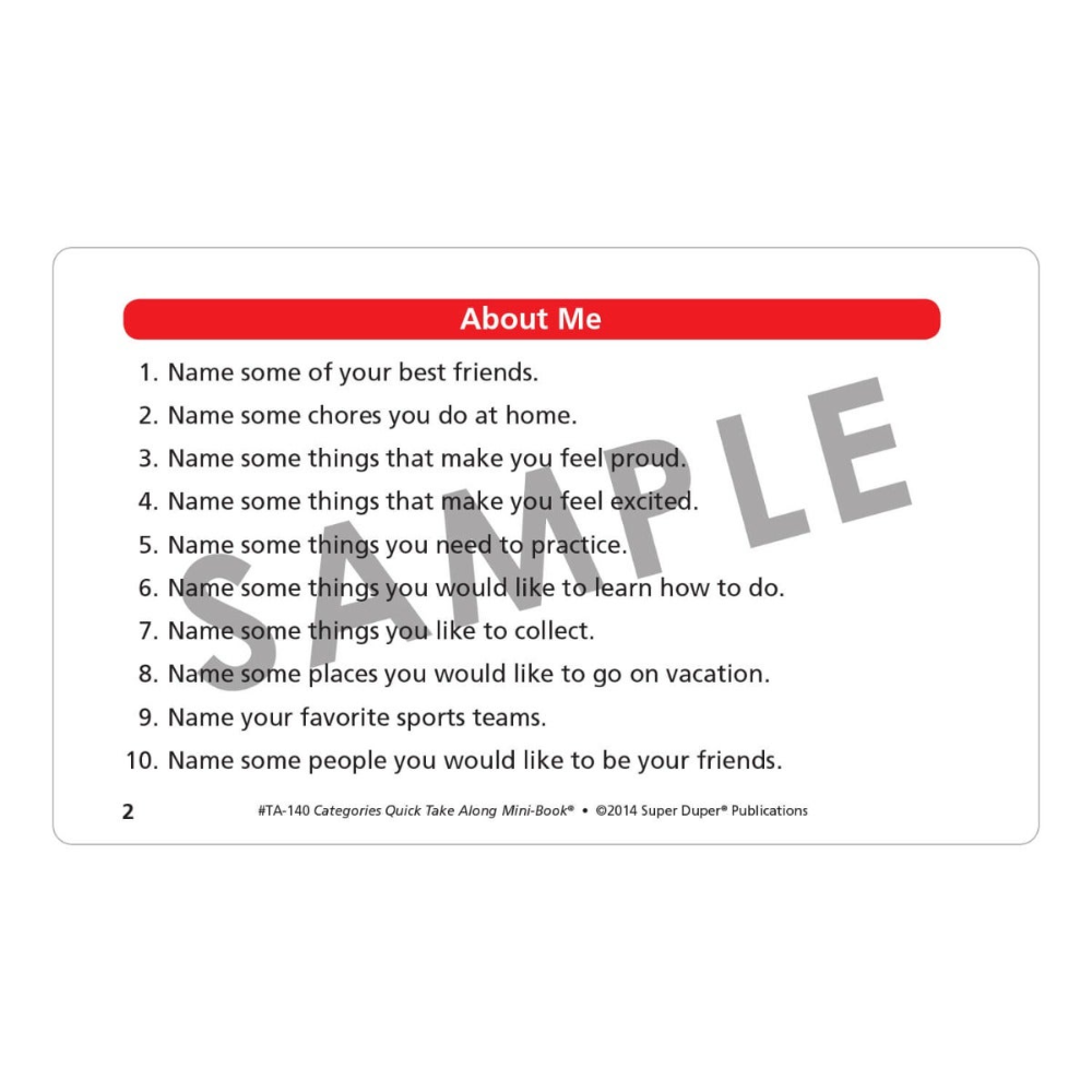 Categories Quick Take Along® Mini-Book