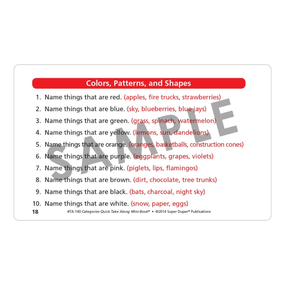 Categories Quick Take Along® Mini-Book