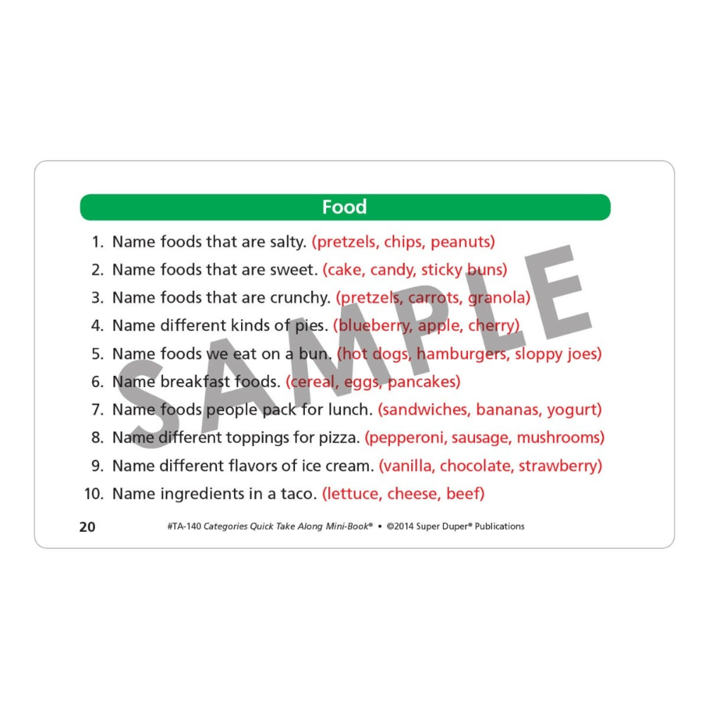 Categories Quick Take Along® Mini-Book