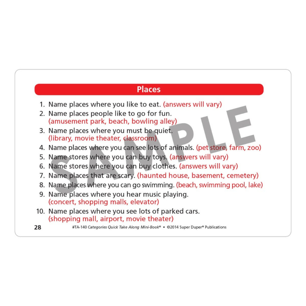 Categories Quick Take Along® Mini-Book