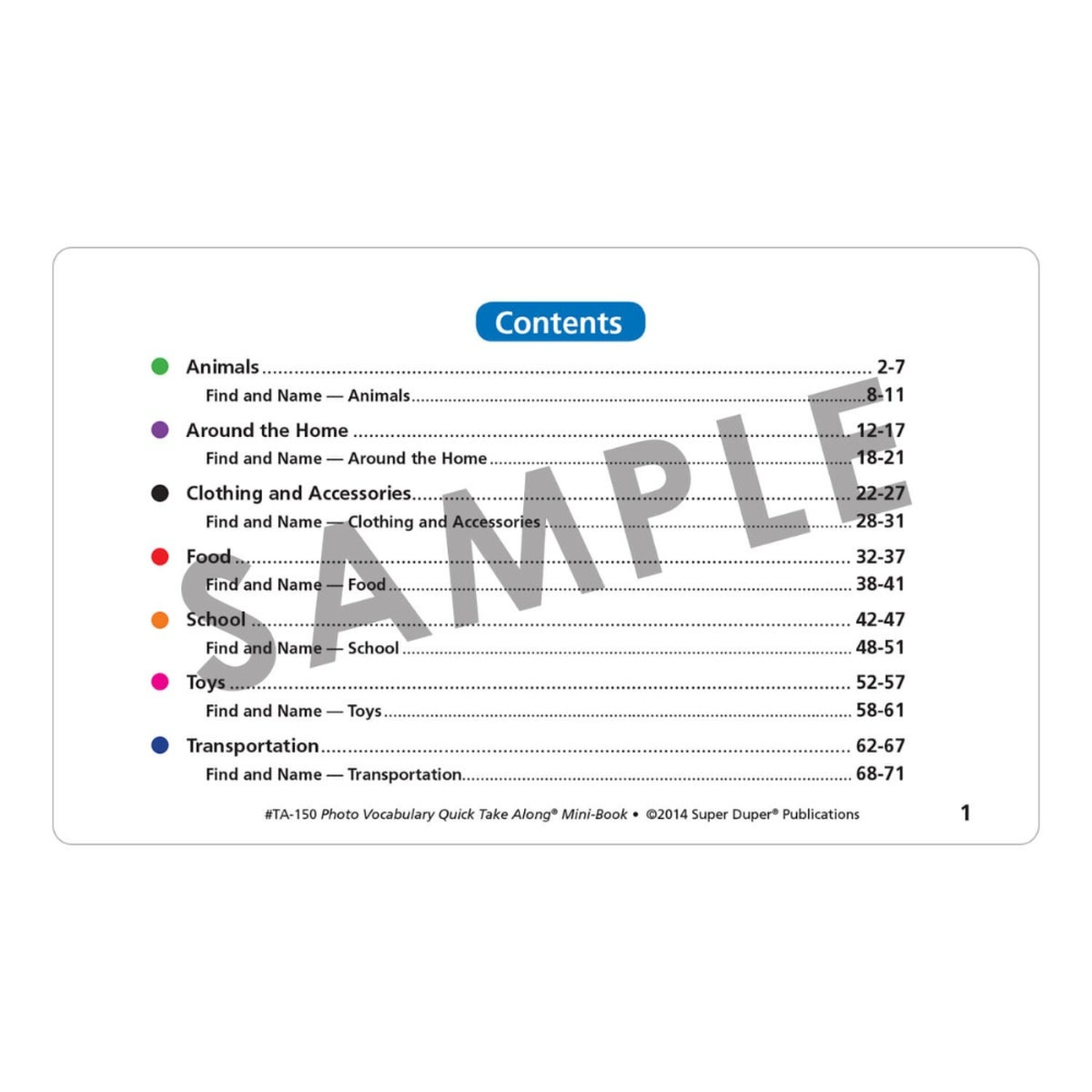 Photo Vocabulary Quick Take Along® Mini-Book