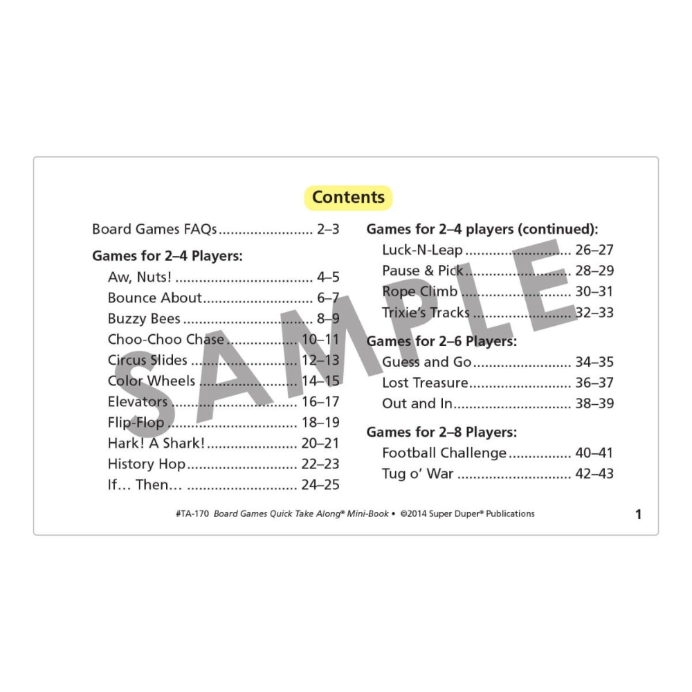 Board Games Quick Take Along® Mini-Book