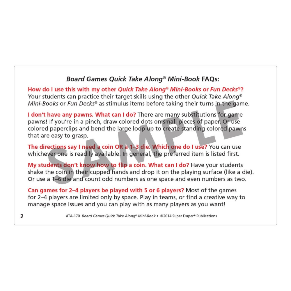 Board Games Quick Take Along® Mini-Book