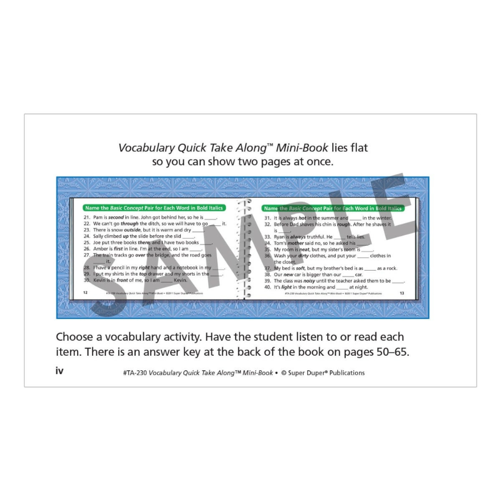 Vocabulary Quick Take Along® Mini-Book