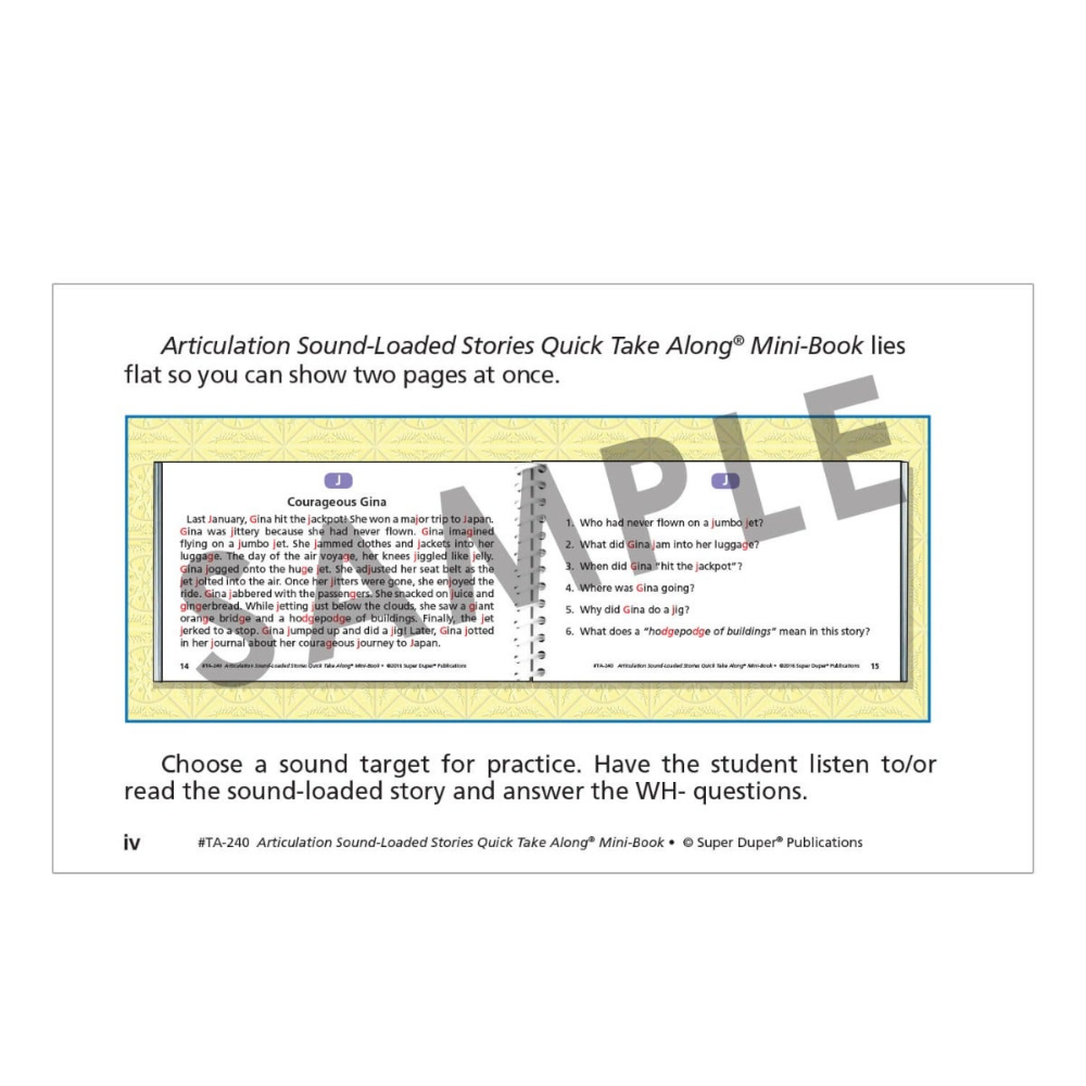 Articulation Sound-Loaded Stories Quick Take Along® Mini-Book
