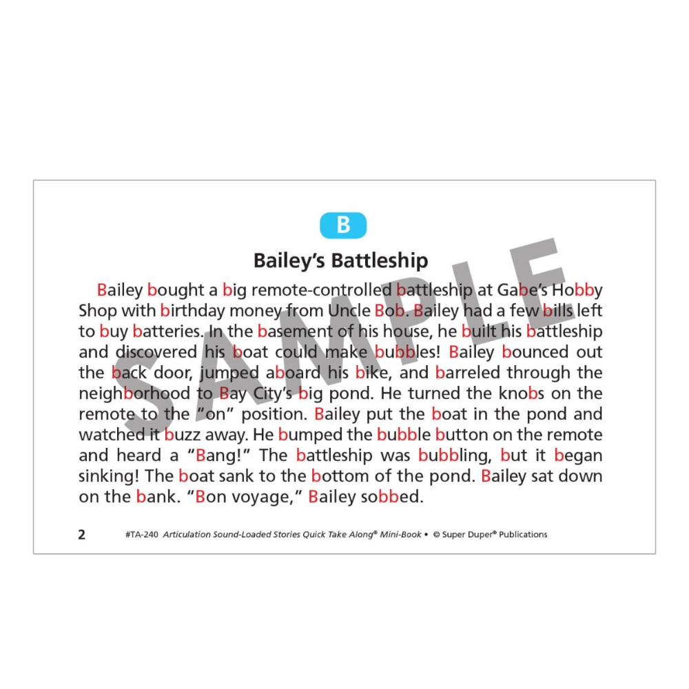 Articulation Sound-Loaded Stories Quick Take Along® Mini-Book