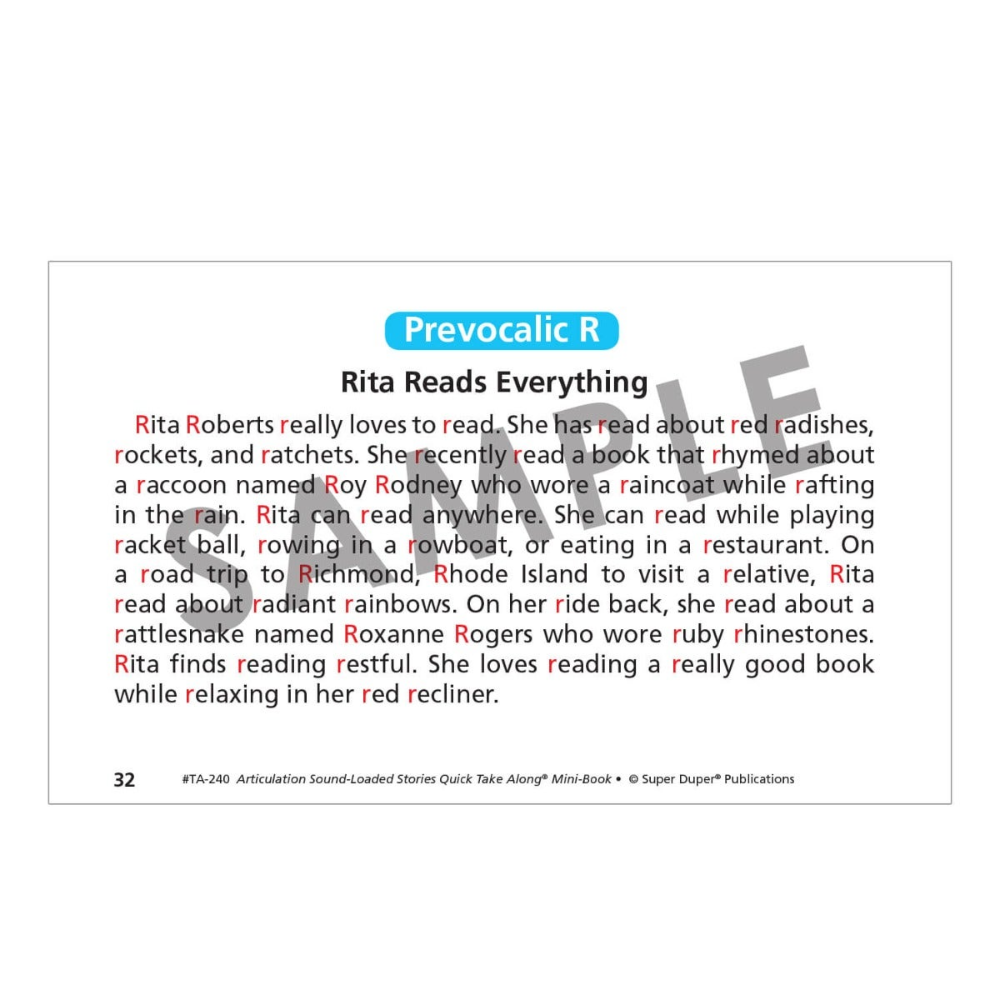 Articulation Sound-Loaded Stories Quick Take Along® Mini-Book